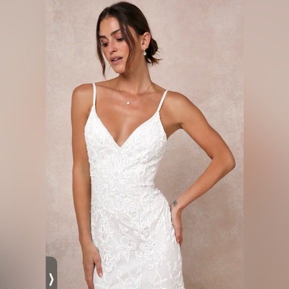 NWOT Lulus Everlasting Passion White SequinBeaded Backless Maxi💍 - Picture 4 of 12